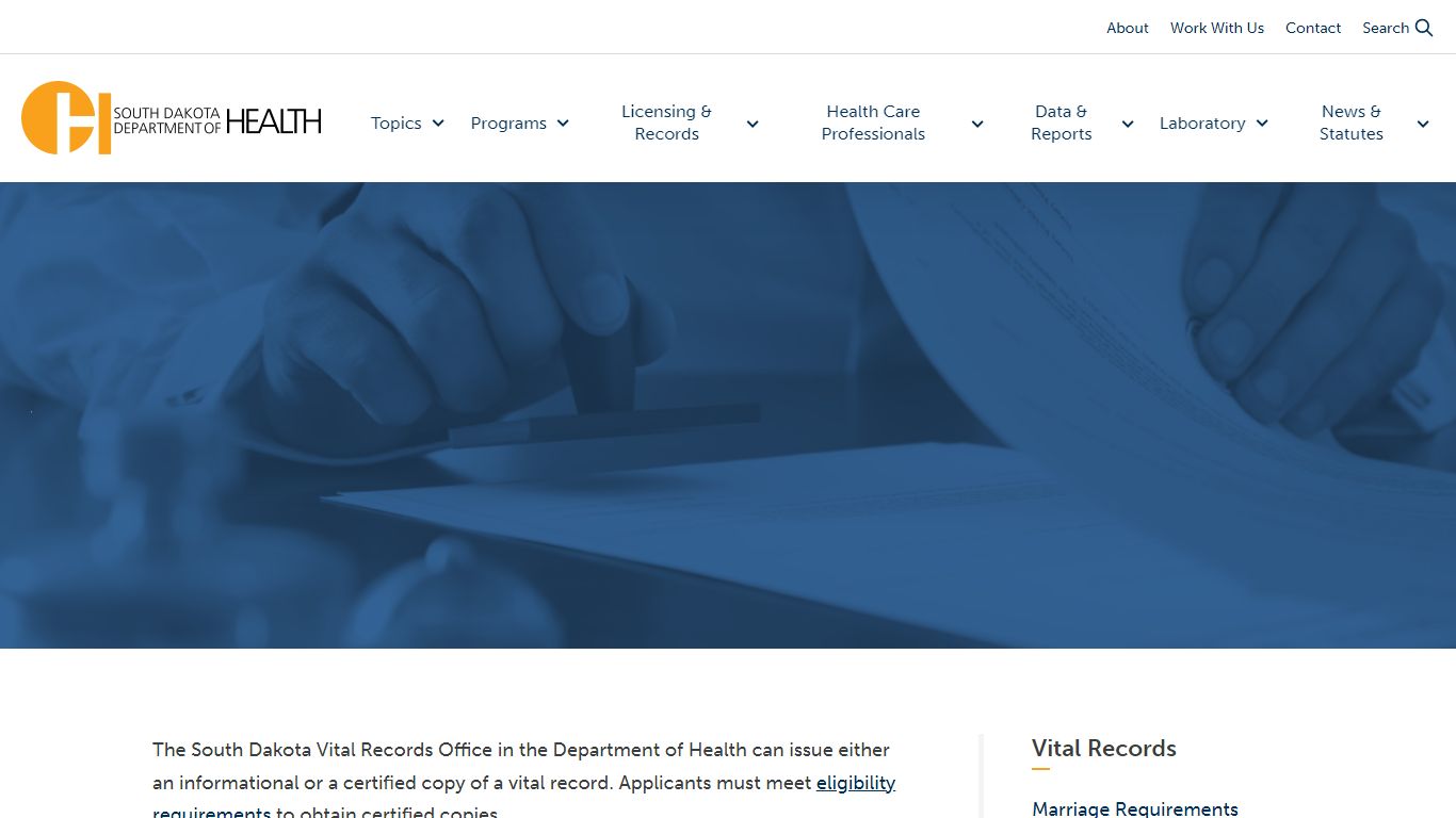 Vital Records | South Dakota Department of Health